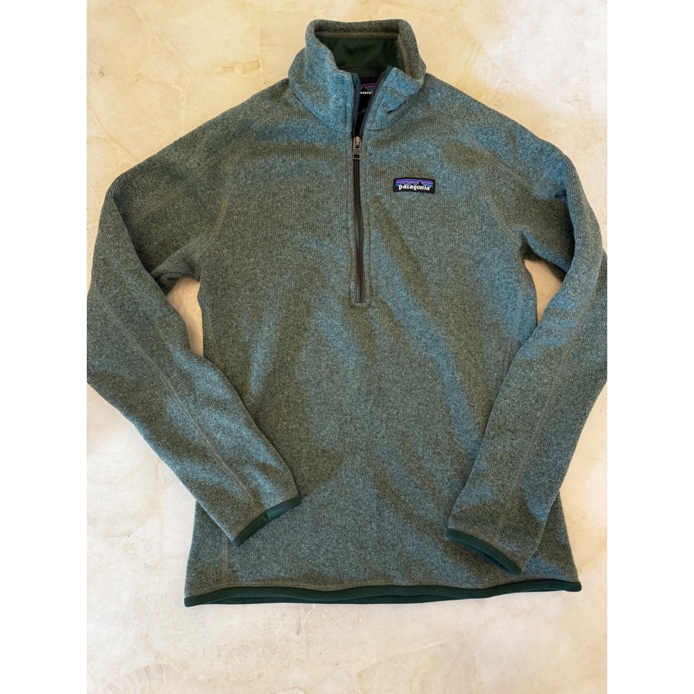 Patagonia Better Sweater 1/4 Zip Fleece Pullover Green Heather 25618 Womens XS